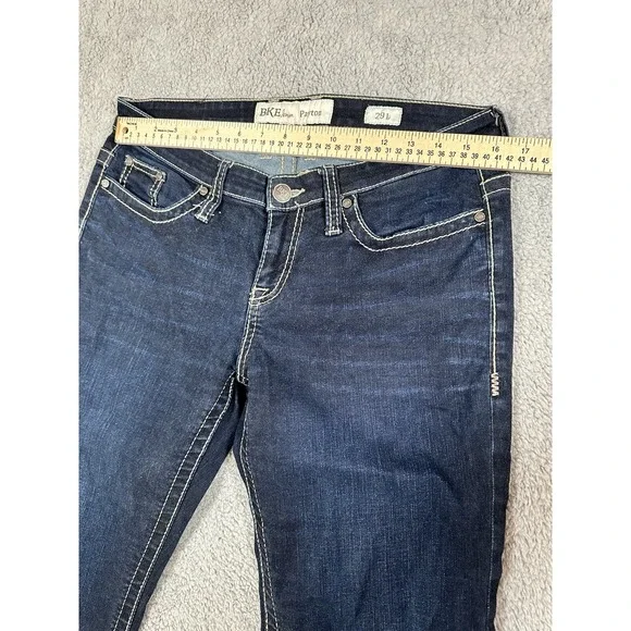 BKE Payton Jean Womens 29L (29x33.5) Boot Stretch Jeans Dark Wash Denim Stitch - Picture 3 of 14